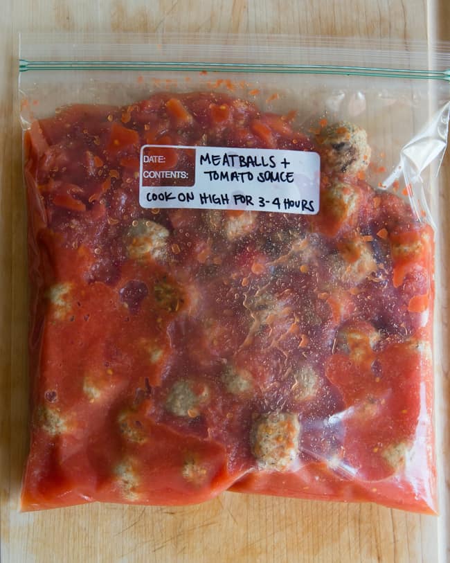 Meathballs + Tomato Sauce | 20 Make-Ahead Slow Cooker Freezer Meals - Hello Glow