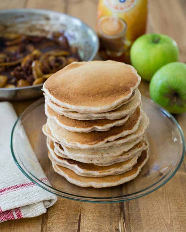 Apple Butter Pecan Pancakes | HelloGlow.co