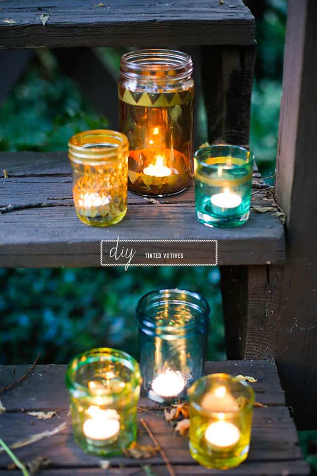 DIY  tinted mason jar candles - Something Turquoise