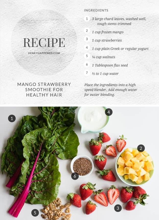 BEAUTY SMOOTHIE: Swiss Chard, Mango + Strawberry for Healthy Hair | Hello Glow