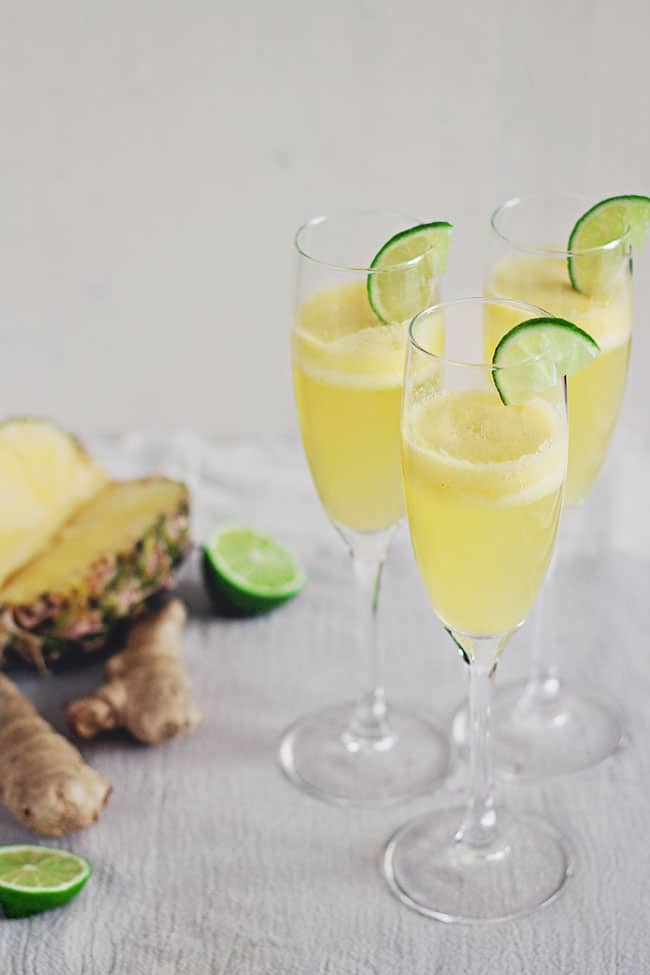 Pineapple Ginger Champagne Cocktail | HelloGlow.co