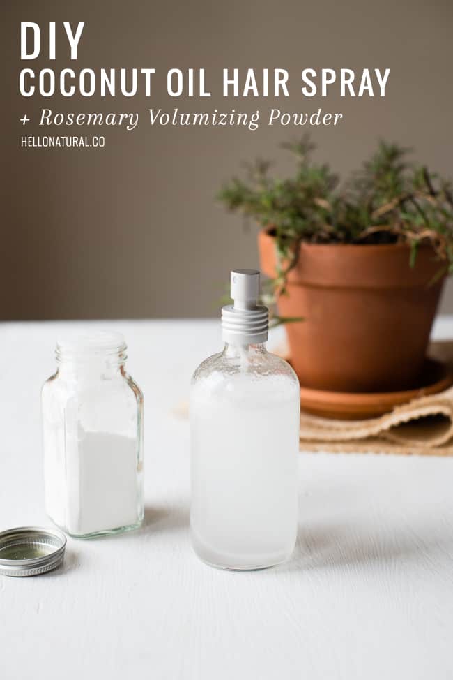 DIY Coconut Oil Hair Spray + Rosemary Volumizing Powder | HelloGlow.co