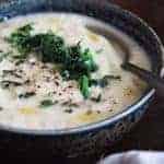 Creamy Vegan Cauliflower Soup with Garlic + Rosemary