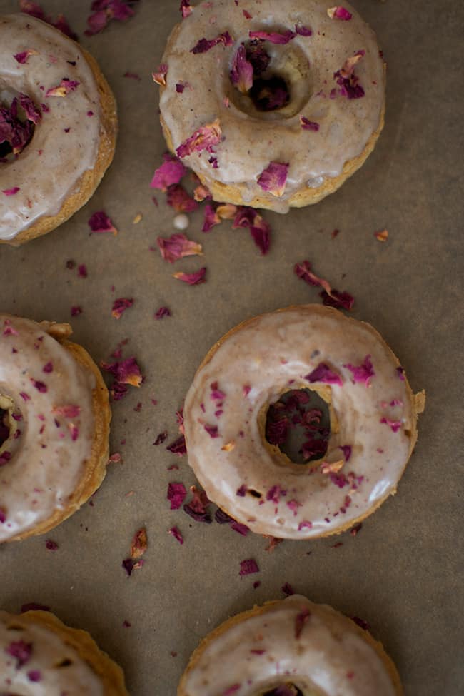 Cardamom & Rose Petal Baked Donuts