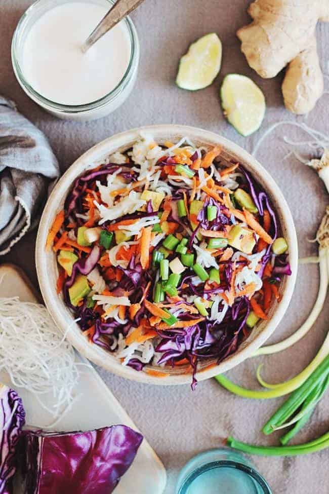 Rainbow Salad Recipe with Kelp Noodles and Ginger-Lime Dressing