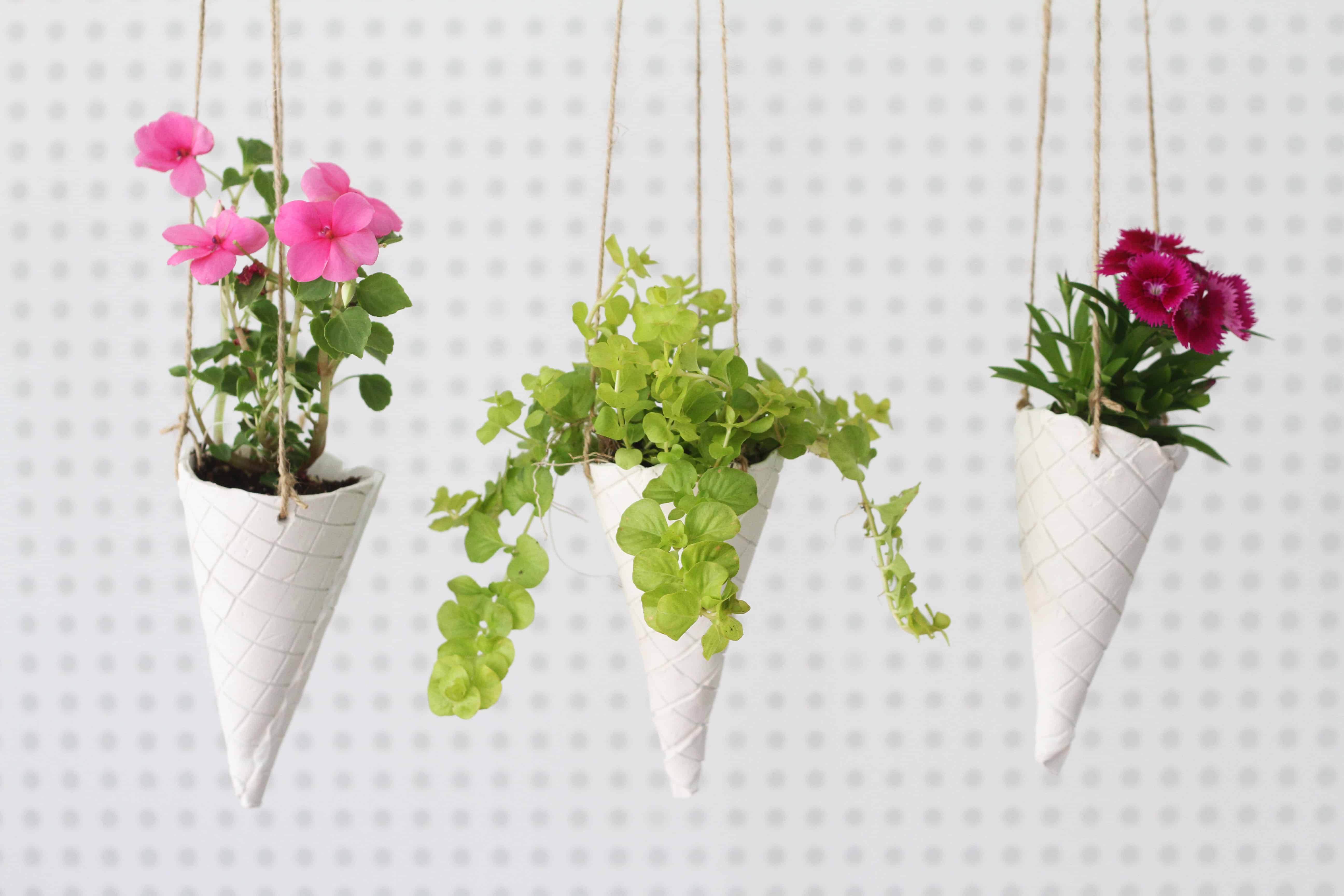 DIY Waffle Cone Hanging Planter