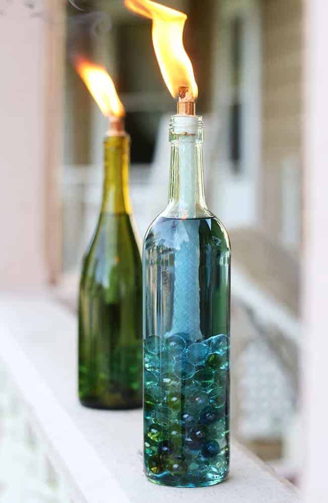 DIY: Wine Bottle Citronella Candles 