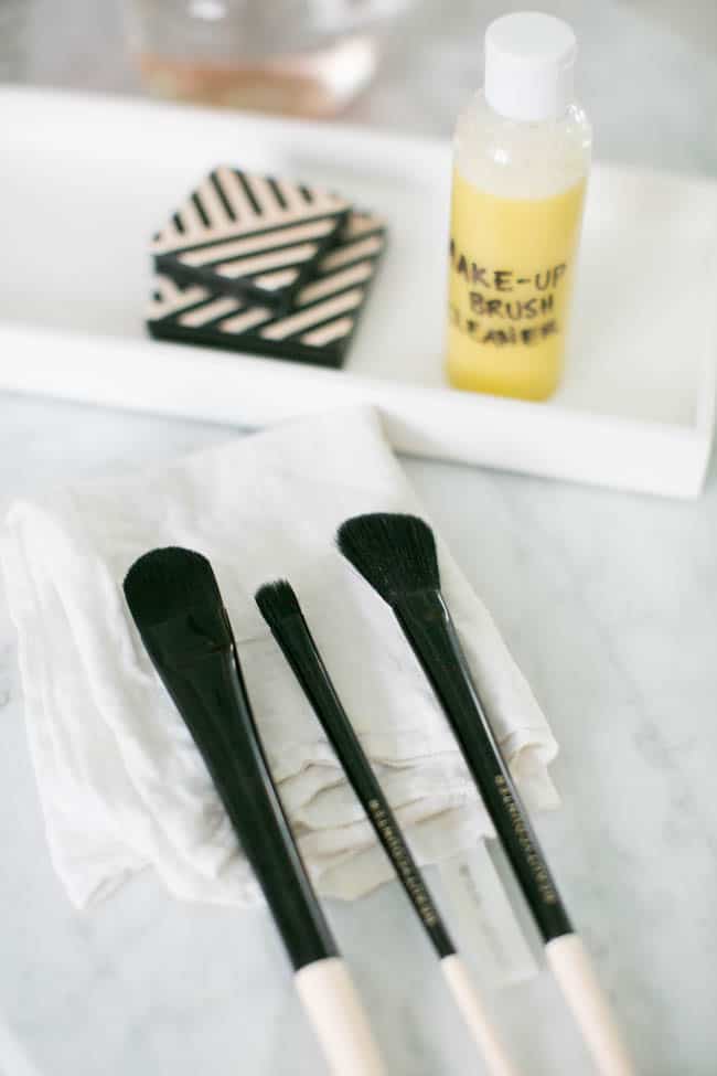 Laying makeup brushes flat after cleaning