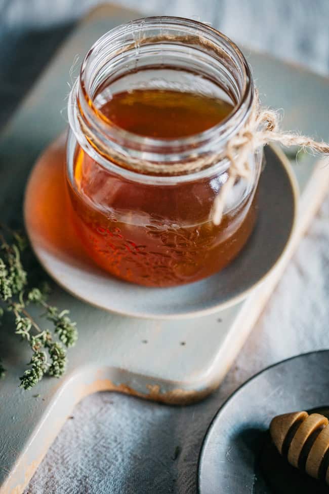 Honey-thyme cough syrup - natural sore throat remedies