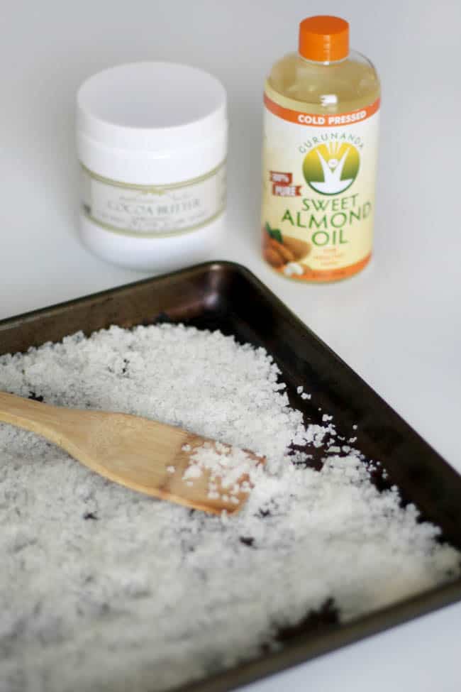 Drying moisturizing bath salts made with cocoa butter