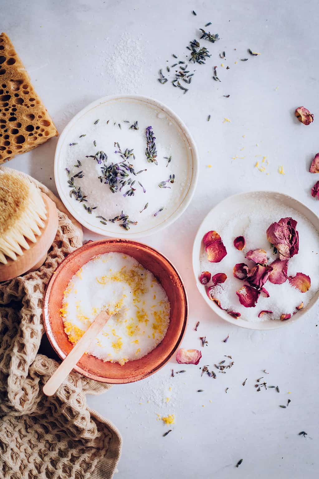 Moisturizing Bath Salts with dried flowers