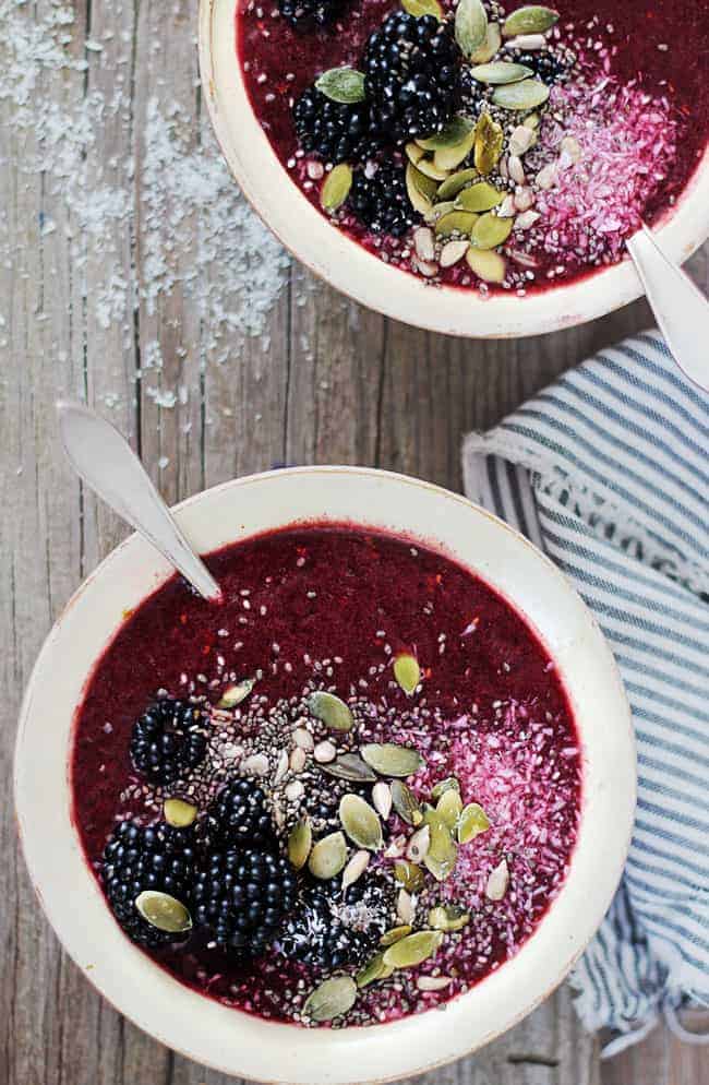 Blackberry Coconut Smoothie Bowl by Hello Glow