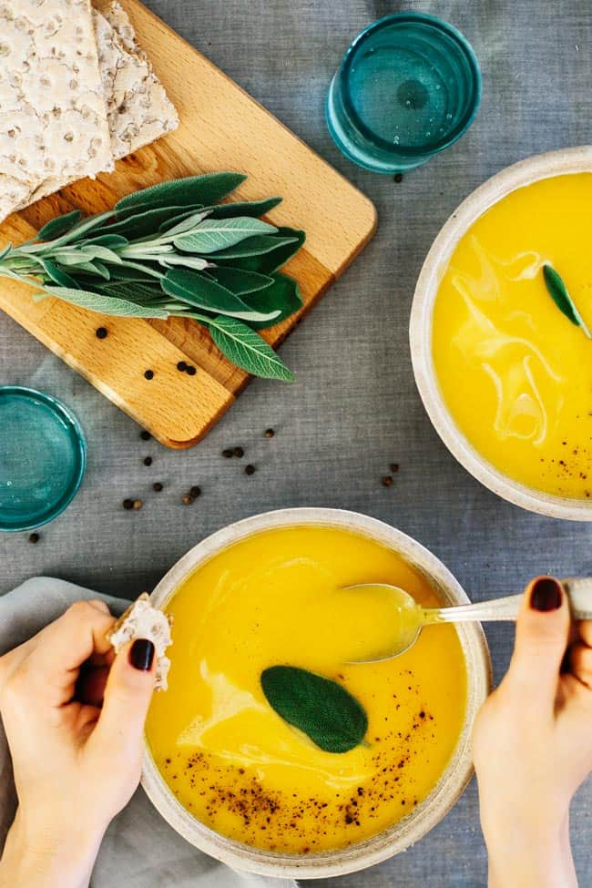 Butternut Squash + Pumpkin Soup with Sage