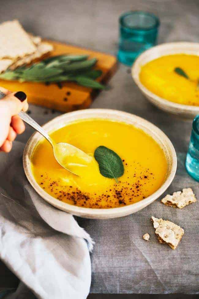 Pumpkin + Butternut Squash Soup with Sage