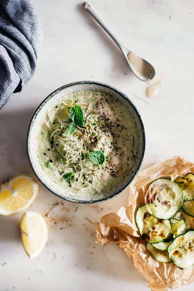 Zucchini Chips with Garlic Bean Free Hummus