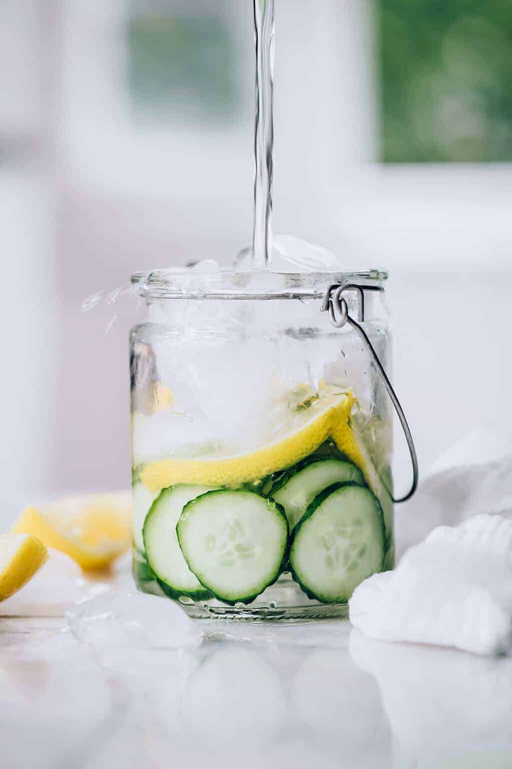 Cucumber Water to drink 64 ounces of water a day