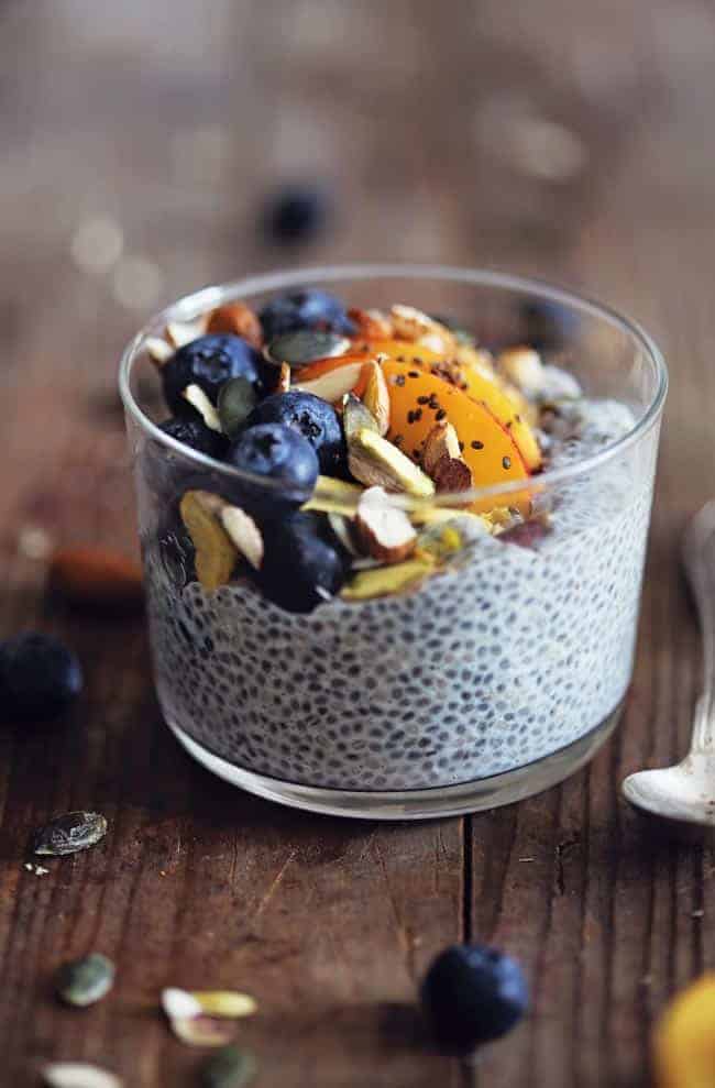 Blueberry Coconut Chia Seed Pudding - Healthy Make Ahead Breakfast