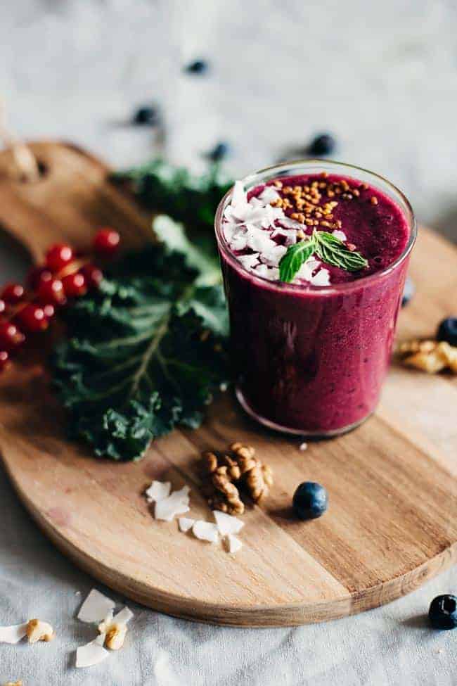 A Healthy Hair Smoothie with Blueberry + Kale