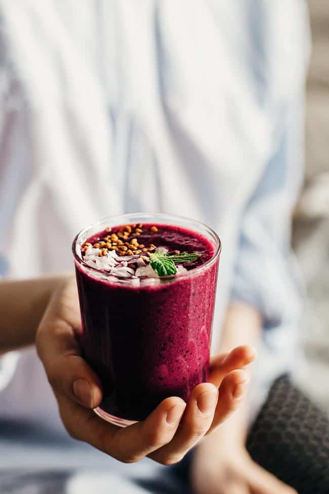 A Healthy Hair Smoothie with Blueberry + Kale