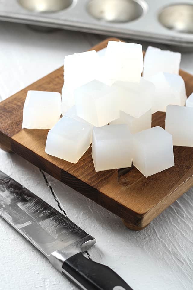 Cutting Glycerin Soap Into Cube to Melt