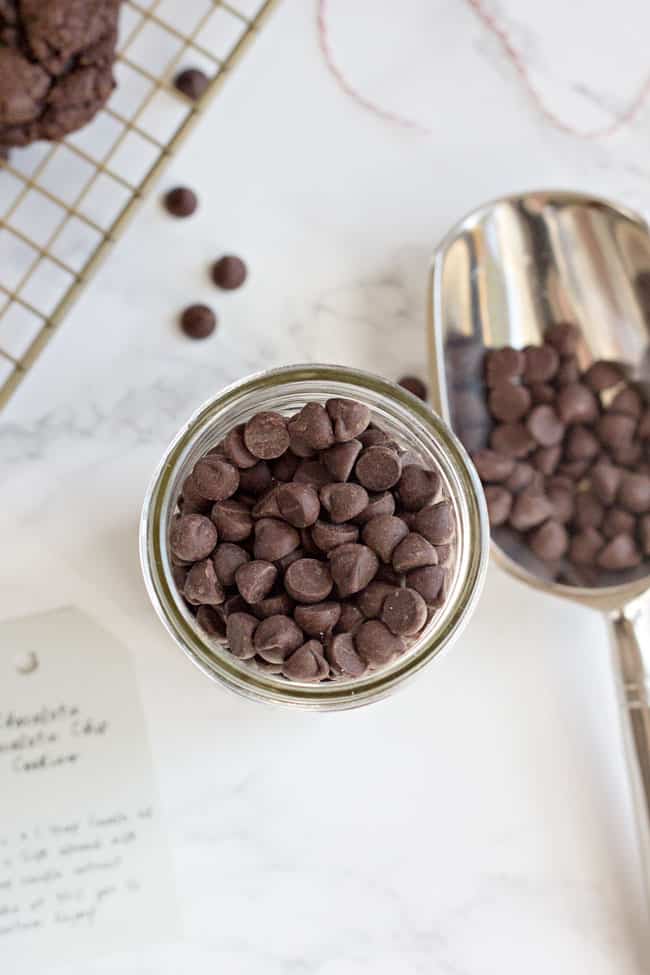 Vegan Double Chocolate Chip Cookies in a Jar