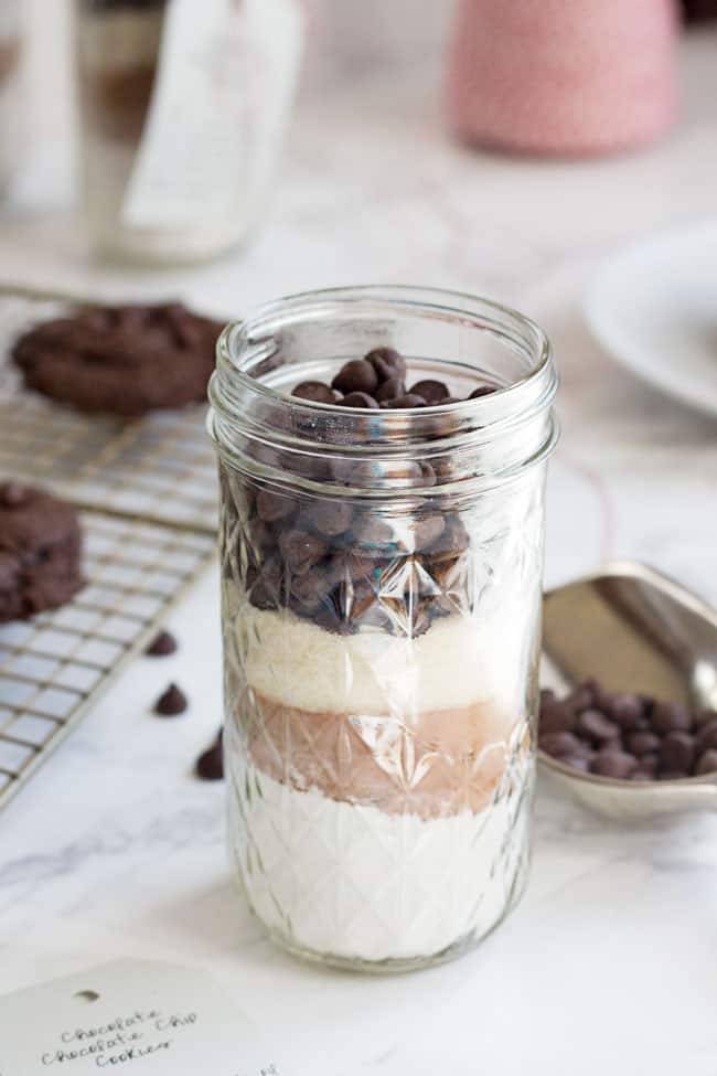 Vegan Double Chocolate Chip Cookies in a Jar