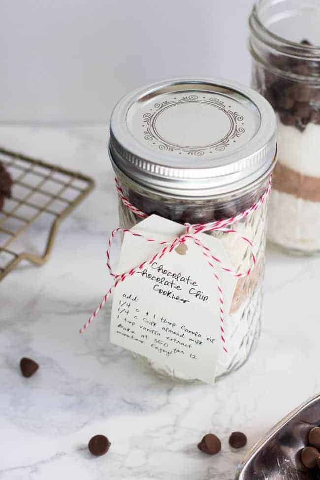 Vegan Double Chocolate Chip Cookies in a Jar