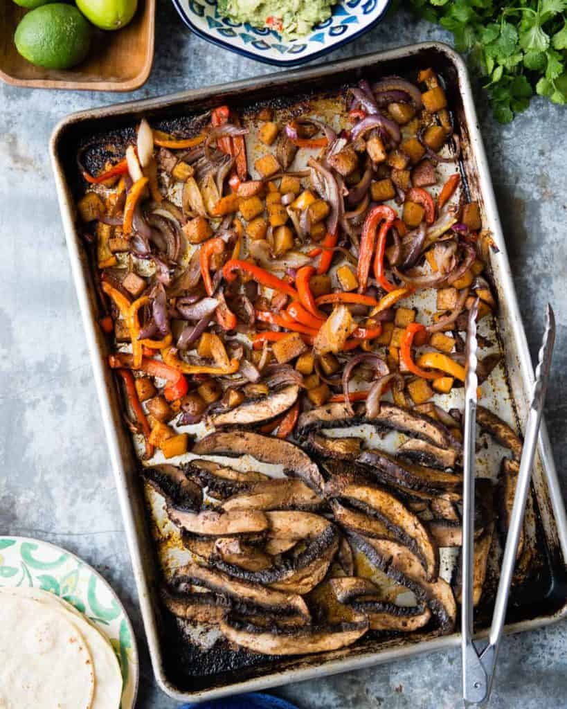 Veggie Sheet Pan Fajitas with Cumin-Lime Crema