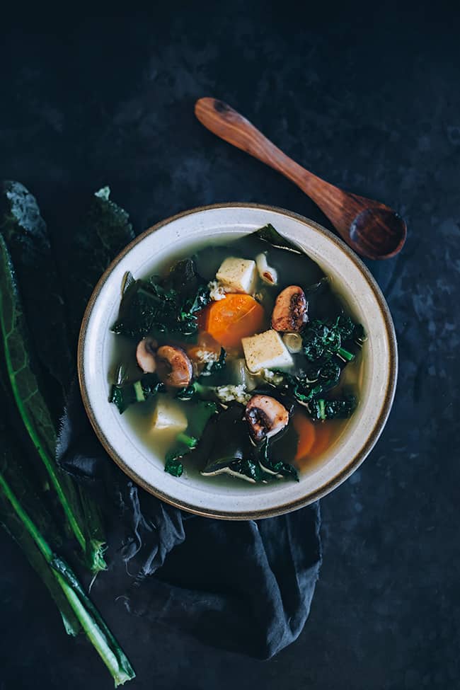 Healing Miso Soup with Seaweed and Kale