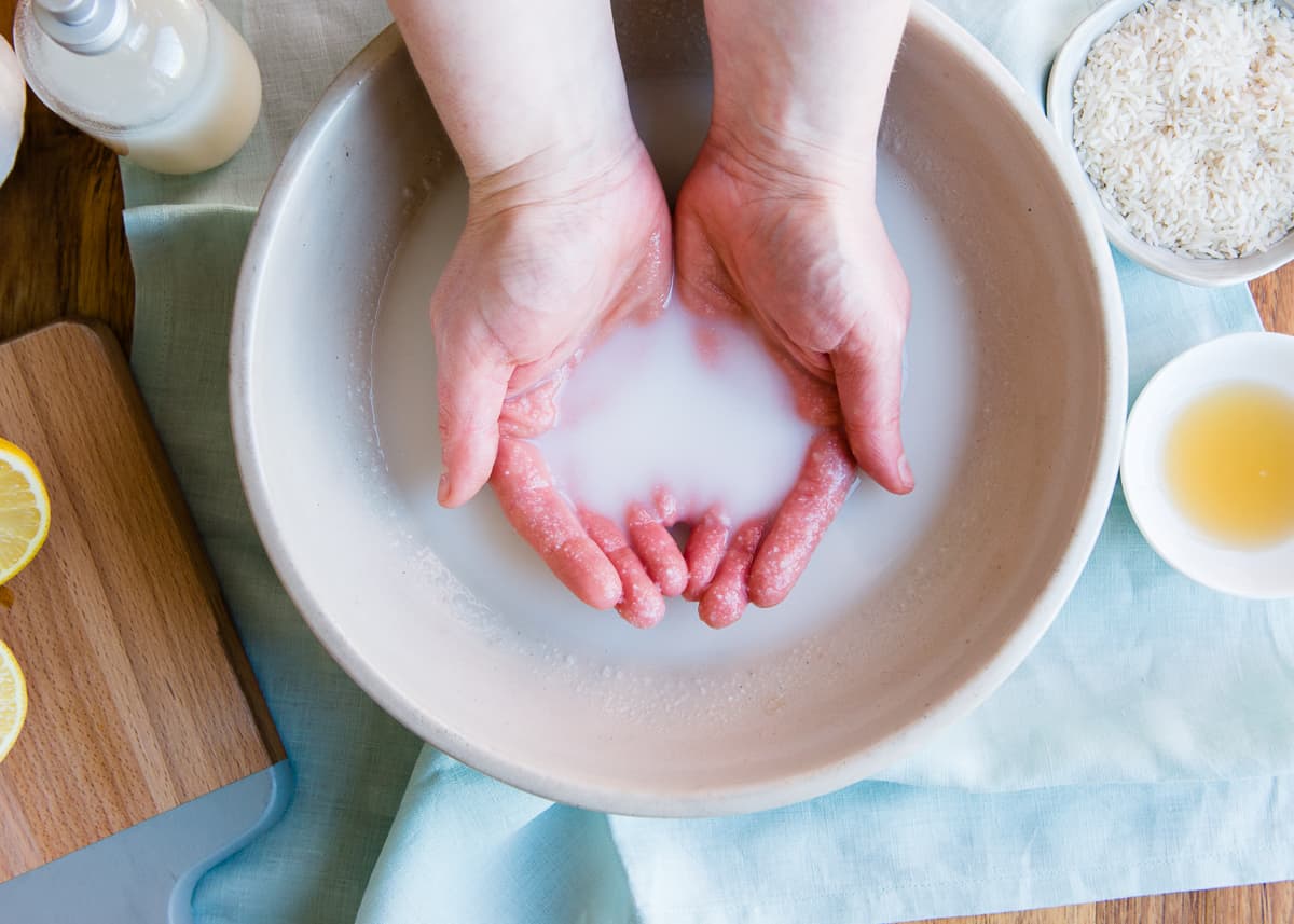 Rice water hand soak