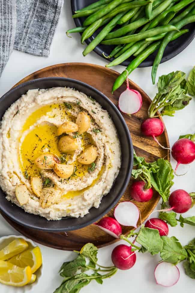 Meet Your New Favorite Snack: Roasted Garlic + Herb White Bean Dip