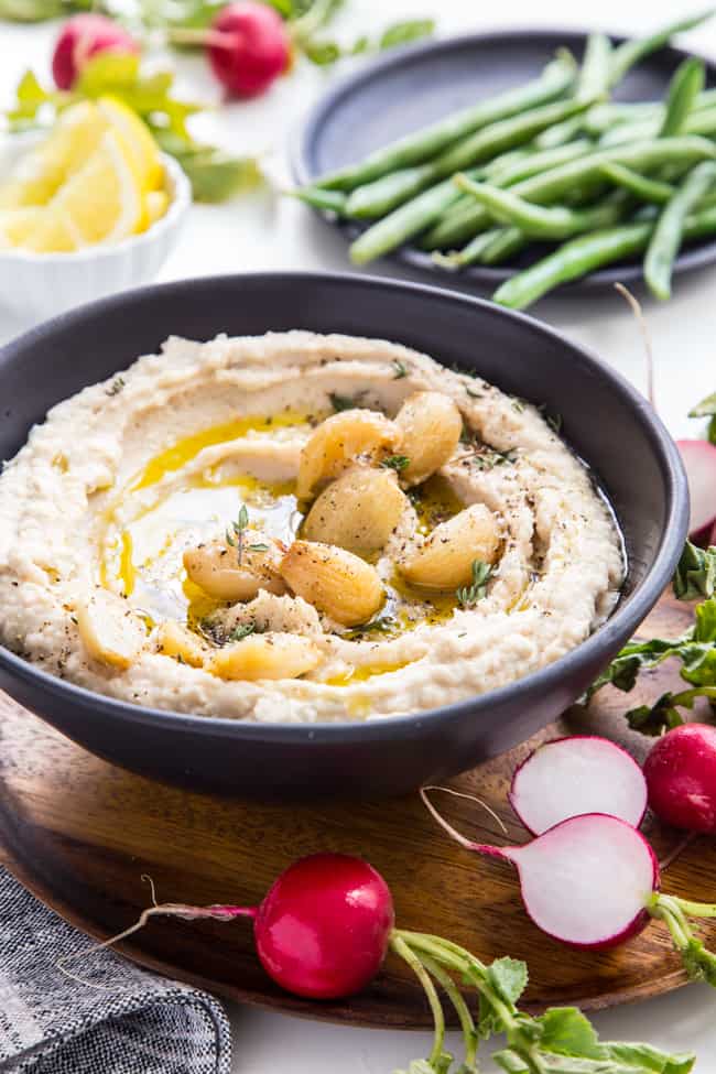 Meet Your New Favorite Snack: Roasted Garlic + Herb White Bean Dip