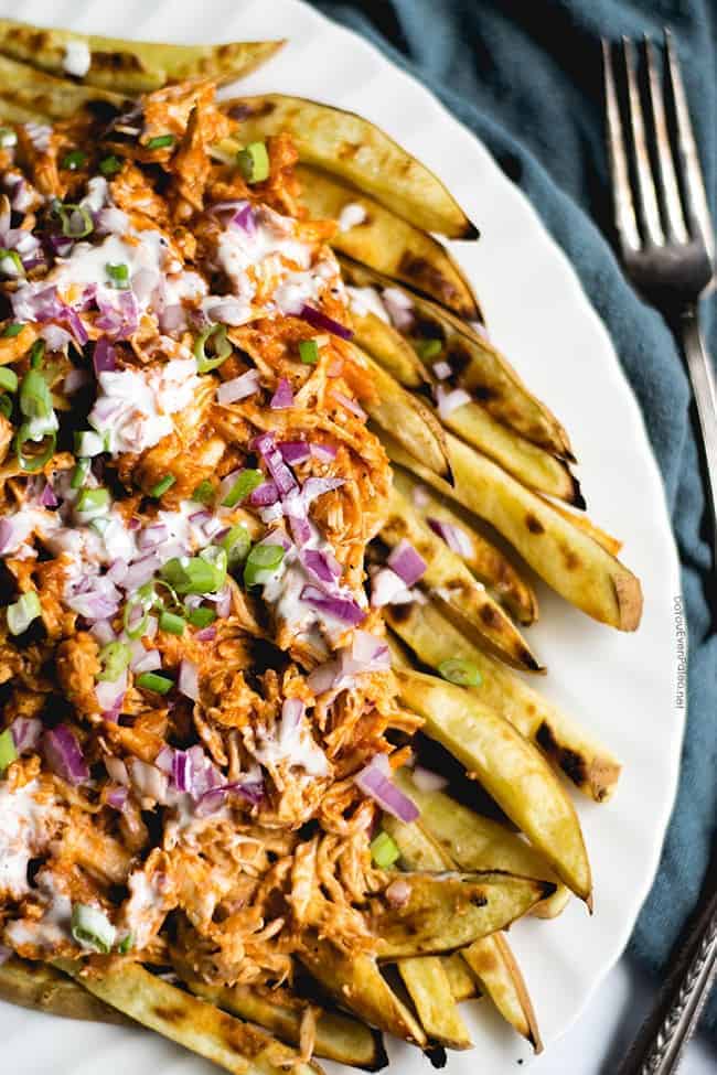 BBQ Chicken Smothered Sweet Potato Fries from Do You Even Paleo?
