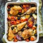 One-Pan Greek Chicken & Roasted Veggies from A Saucy Kitchen