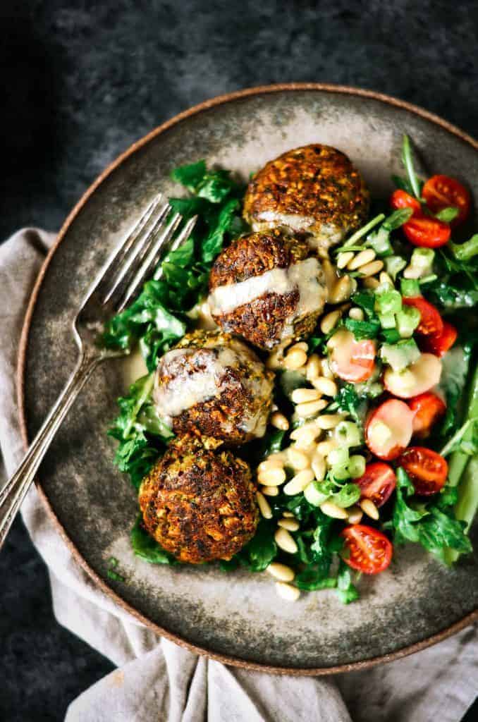 Perfect Whole30 Blender Cauliflower Falafel Tahini Bowl from Paleo Gluten Free Eats