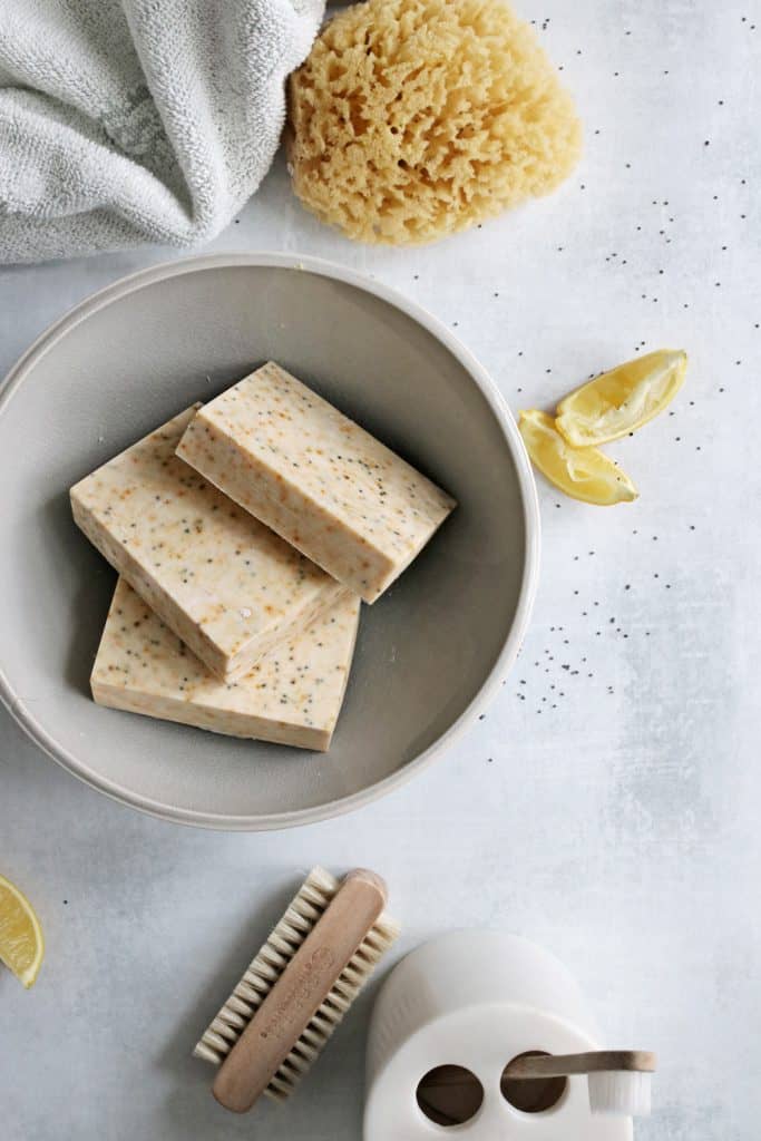 Lemon poppy seed cold process soap