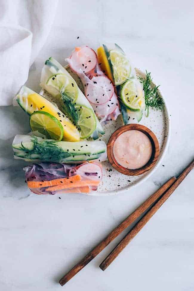 Fresh Spring Rolls with Coconut Peanut Butter Sauce
