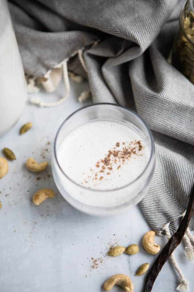Homemade Cardamom Vanilla Cashew Milk