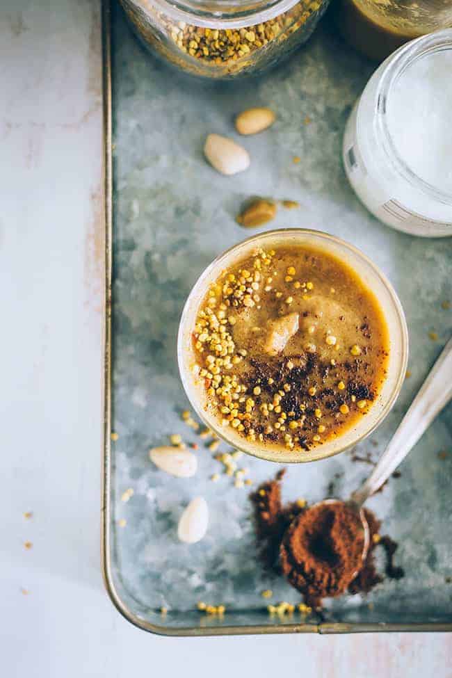 A mineral, fiber and vitamin C-packed smoothie combining the adaptogenic properties of mushrooms with nutrient-dense ingredients to help your body cope with hormonal imbalance.