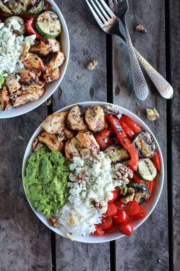 California Chicken, Veggie, Avocado and Rice Bowls from Half Baked Harvest