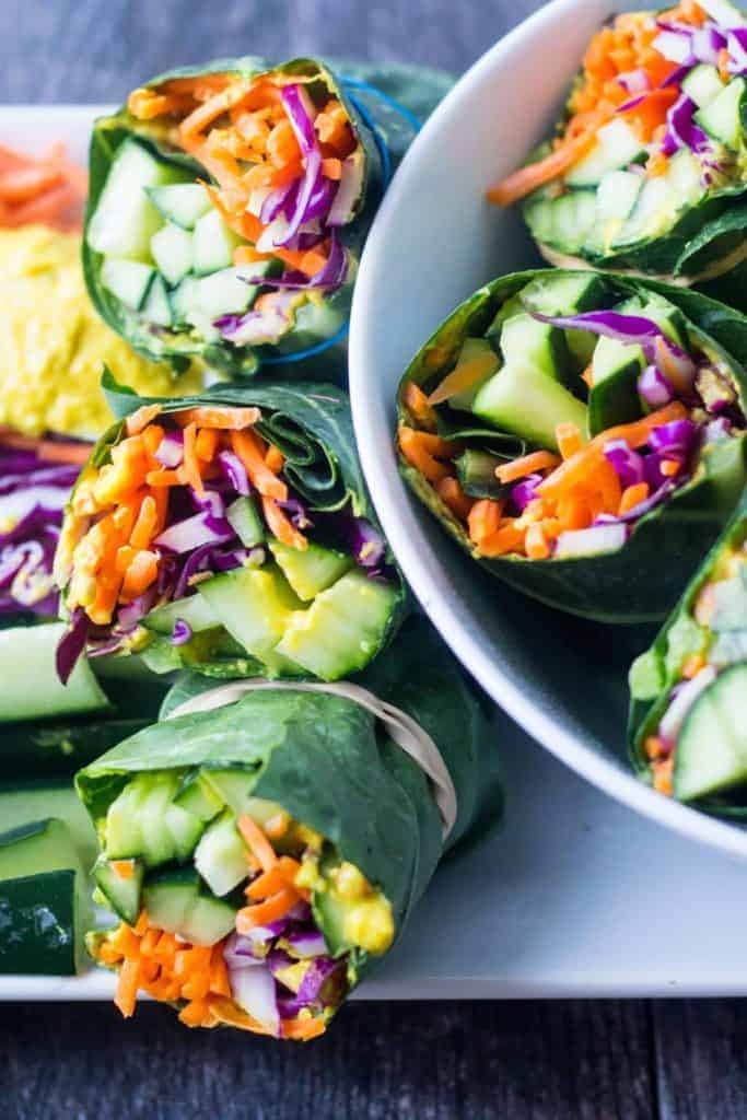Really Easy Meal Prep Collard Green Wraps from Hungry Hobby