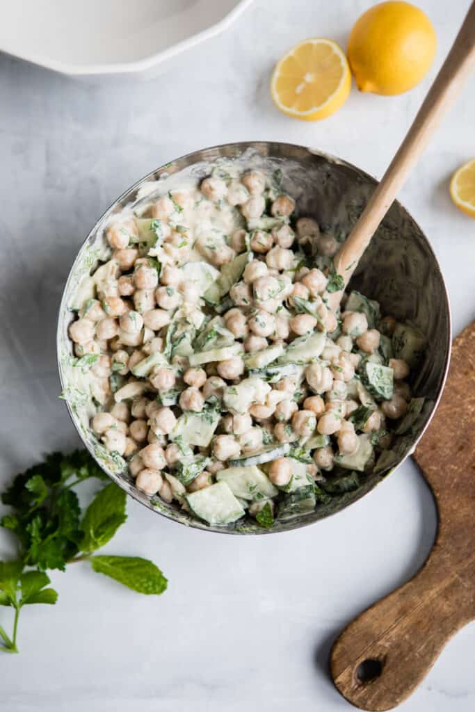 1 Recipe, 5 Different Work Lunches: Tahini Chickpea Cucumber Salad