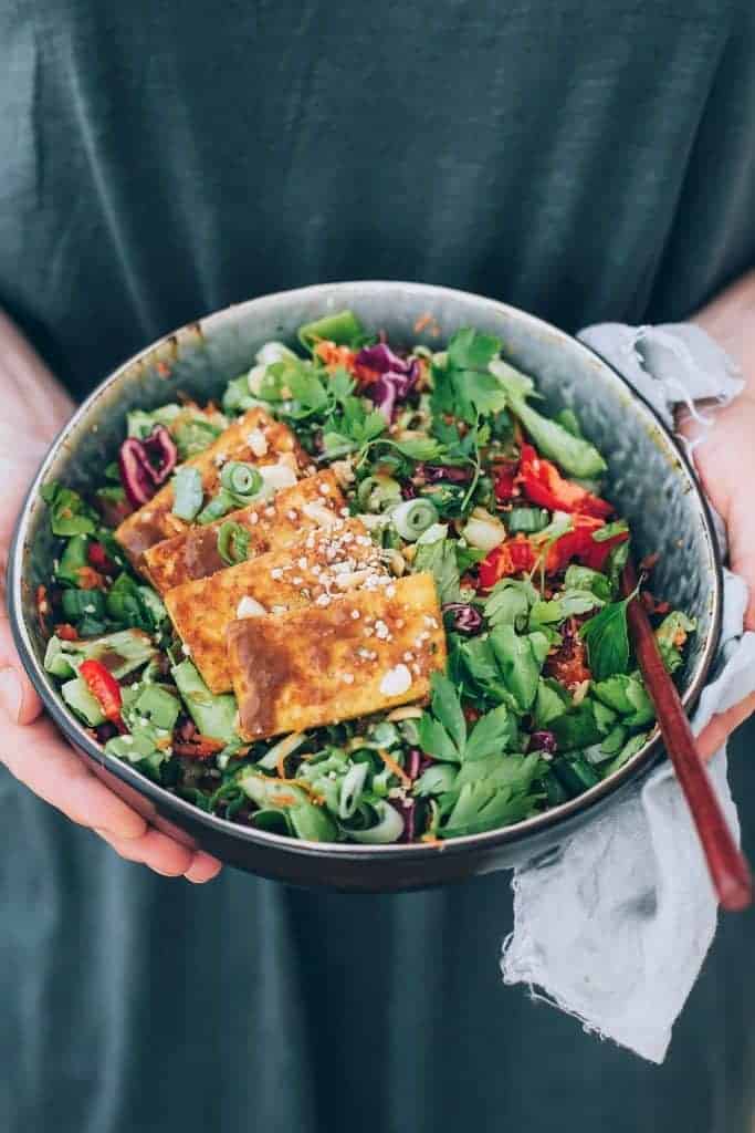 Miso-Almond Power Salad with Baked Tofu from Hello Veggie