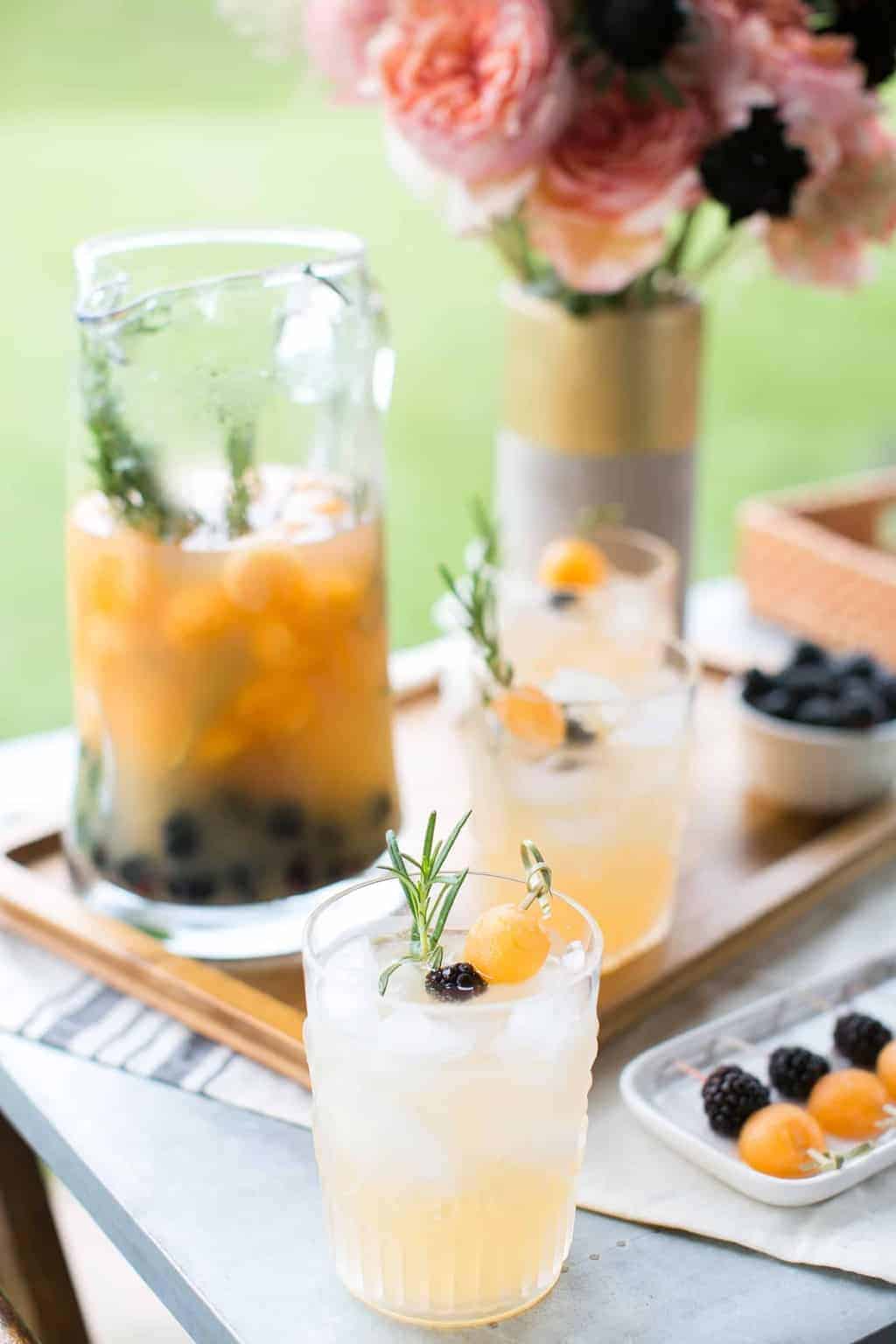 Cantaloupe Blackberry Infused Water with Rosemary
