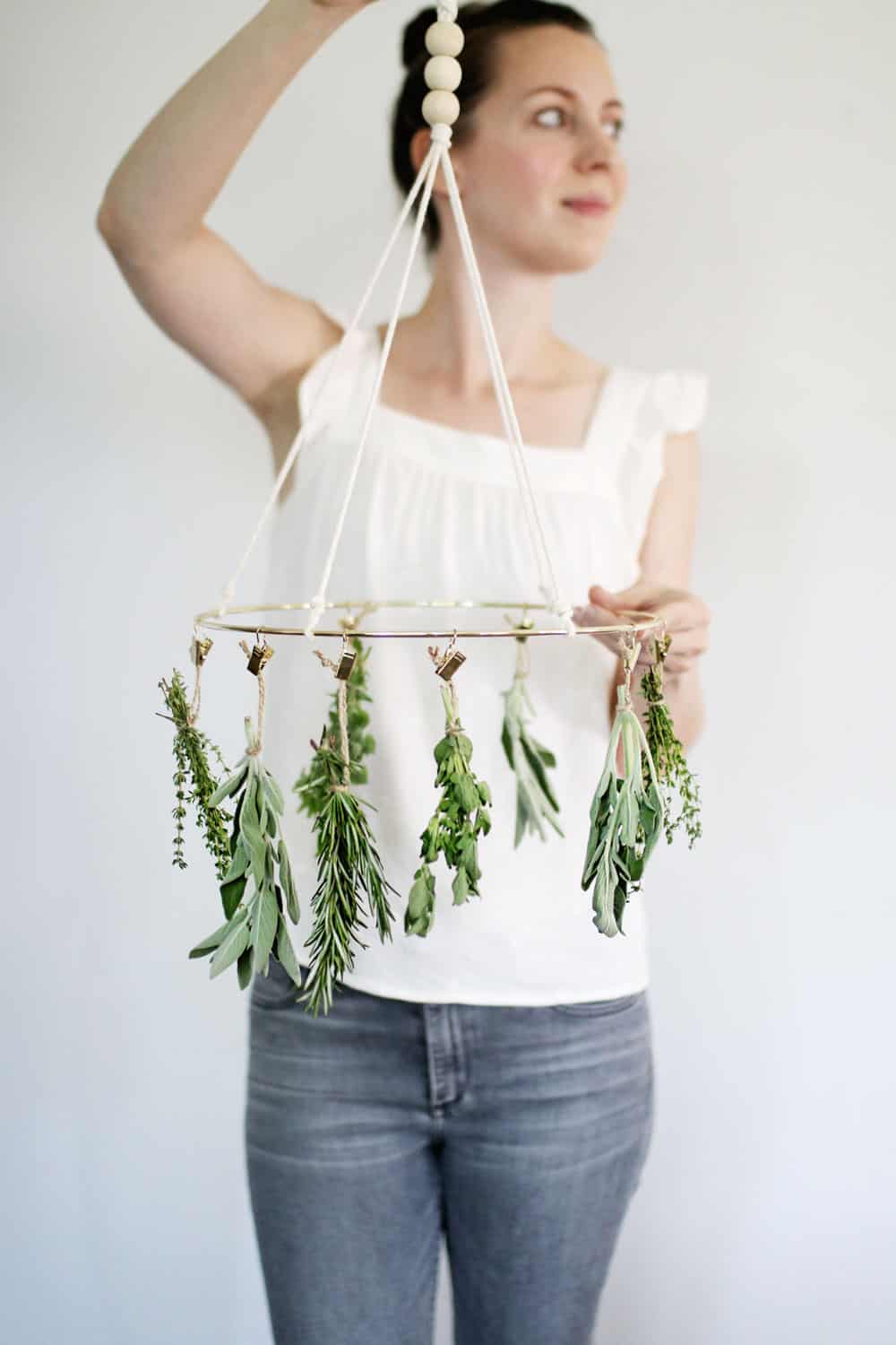 Herb Drying Rack Handmade Boho Macrame Hanger for Drying Herbs and