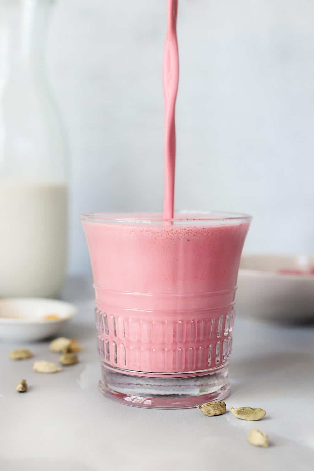 12 All-Natural Pink and Red Recipes That Are Still a Treat - Warming Ayurvedic Pink Velvet Latte