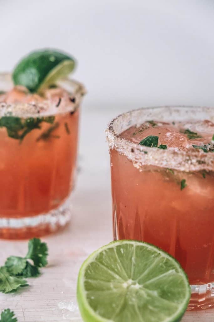 Hibiscus and Ginger Kombucha Margarita Mocktail from Sweet Lizzy