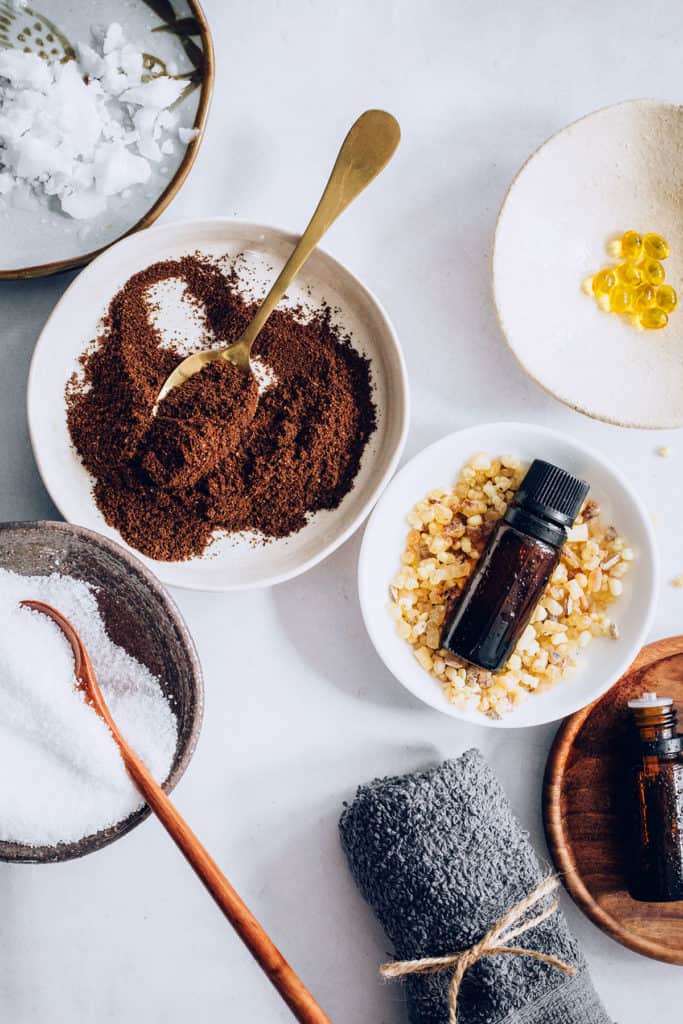 Ingredients for coffee scrub