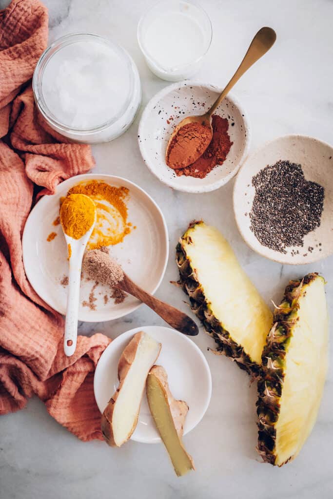 Ingredients for Anti-aging Coconut-Turmeric Smoothie