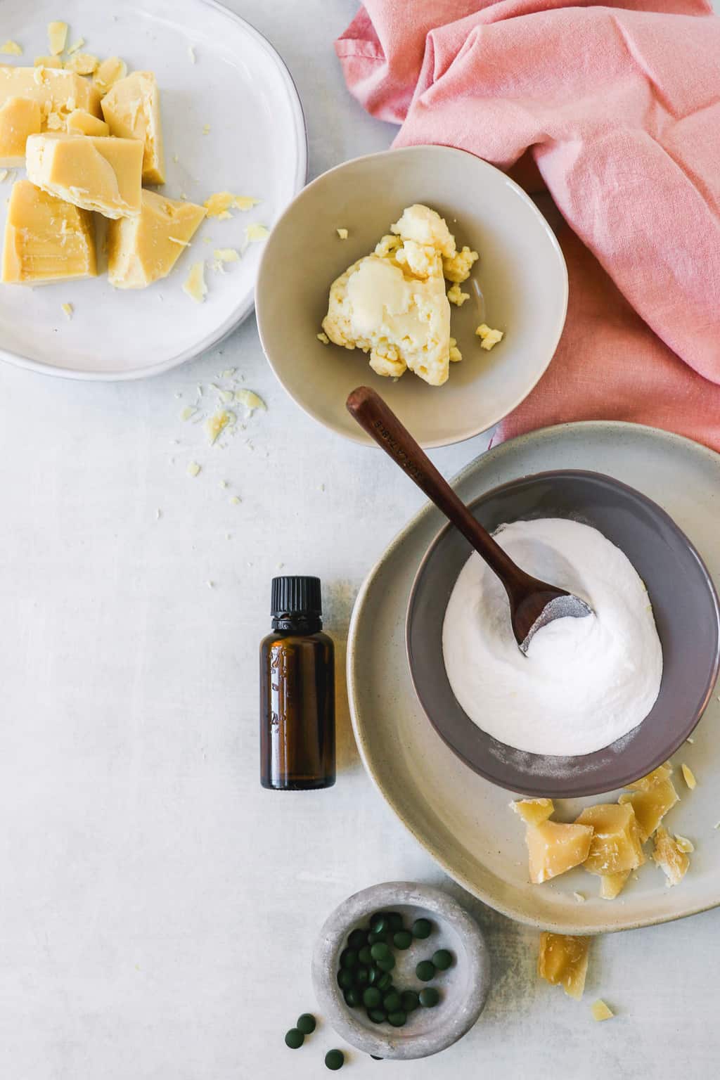Ingredients for cocoa butter bath melt recipe